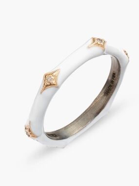Champagne Diamond & Enamel Stack Ring Cream, 6.5